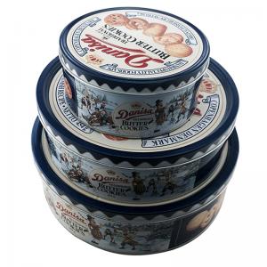 OEM promoționale de ambalare a produselor alimentare rotunde cookie biscuite staniu